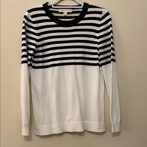 MICHAEL Michael Kors Navy and White Striped Crew Neck Sweater
